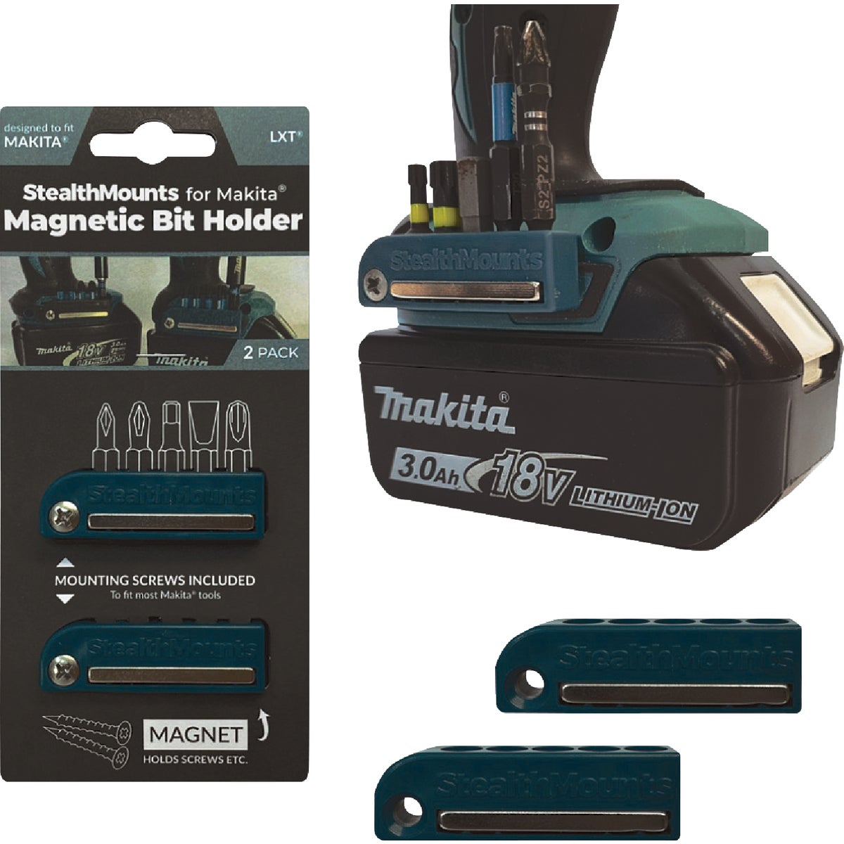 StealthMounts Magnetic Bit Holders for Makita 18/40V (2 Pack)
