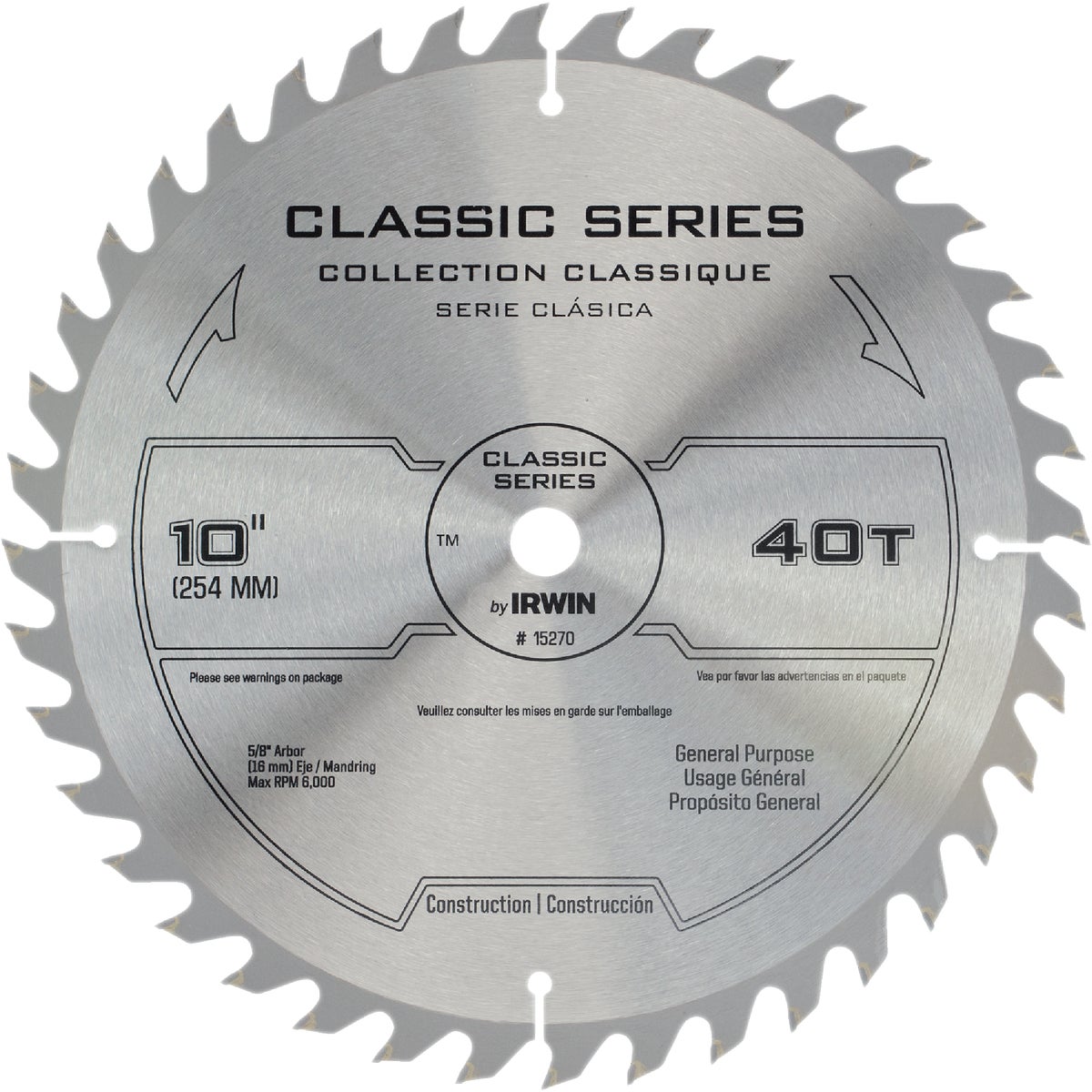 Irwin Classic Series 10 In. 40-Tooth General Purpose Circular Saw Blade