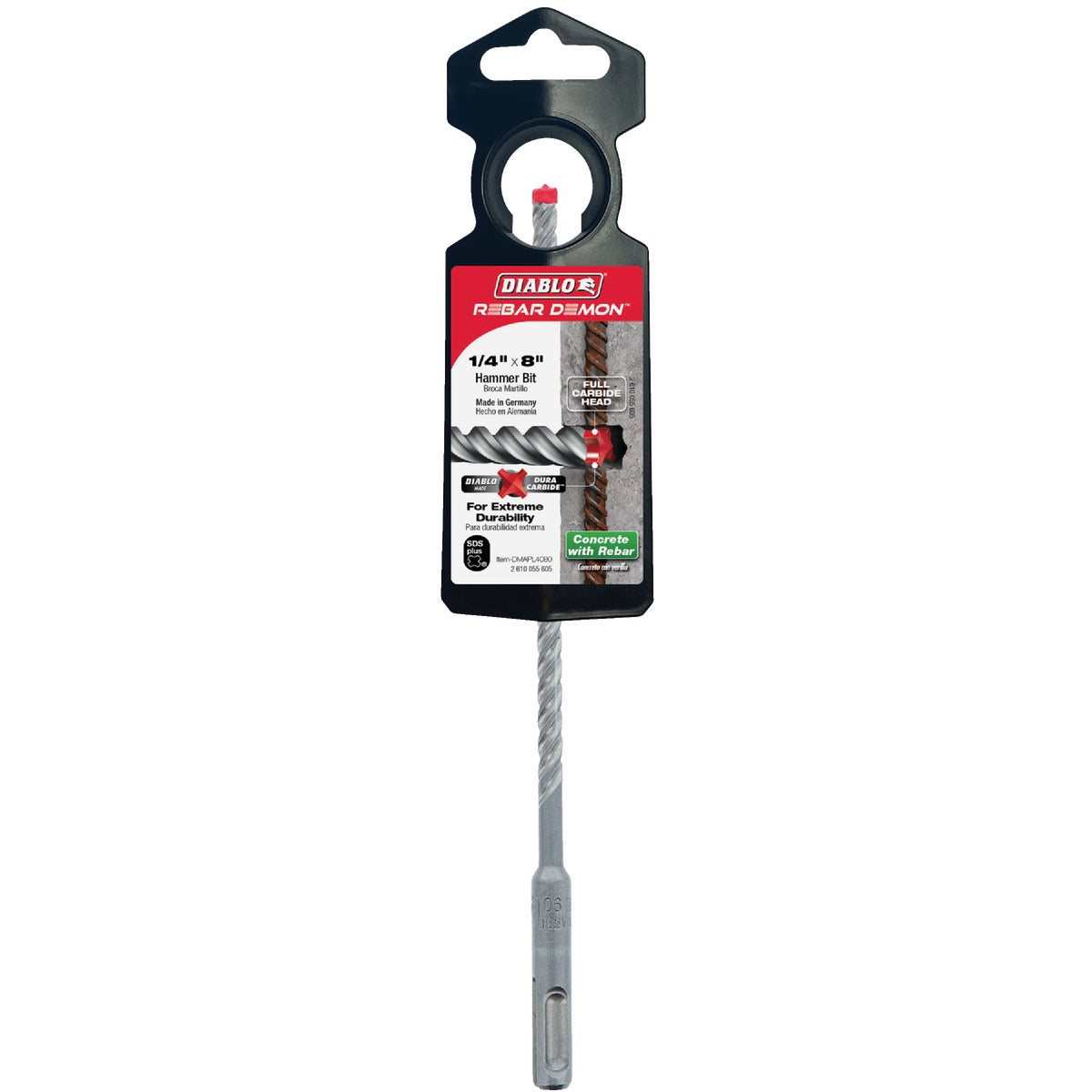 Diablo Rebar Demon 1/4 In. x 8 In. SDS-Plus Full Carbide Rotary Hammer Drill Bit