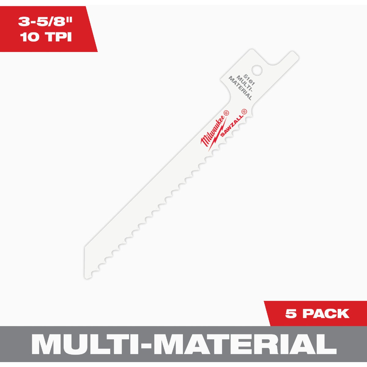 Milwaukee SAWZALL 3-5/8 In. 10 TPI Scroll Cutting Metal Reciprocating Saw Blade (5-Pack)