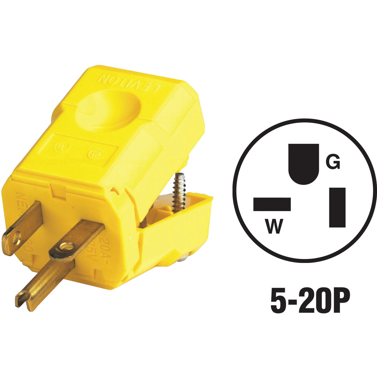 Leviton 20A 125V 3-Wire 2-Pole Python Cord Plug 