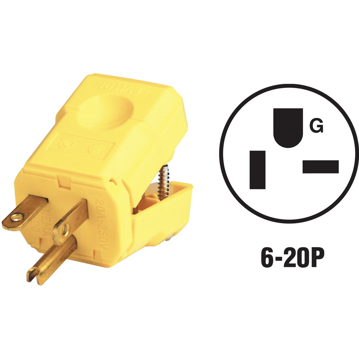 Leviton 20A 250V 3-Wire 2-Pole Python Cord Plug 