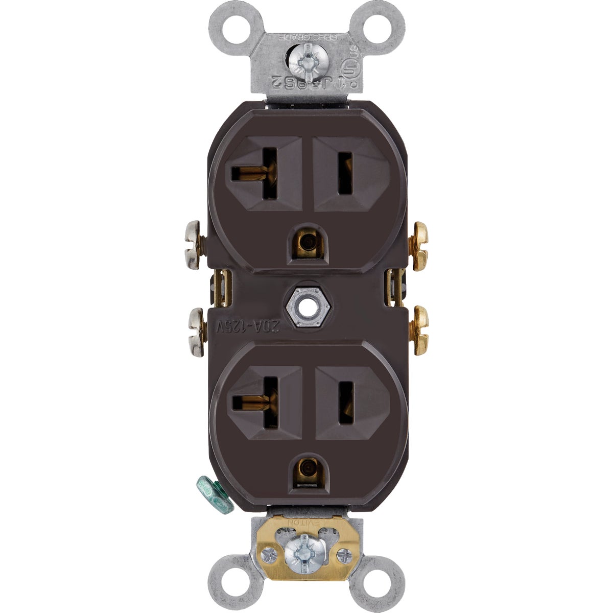 Leviton 20A Brown Commercial Grade 5-20R Combination Side Back Wire Duplex Outlet