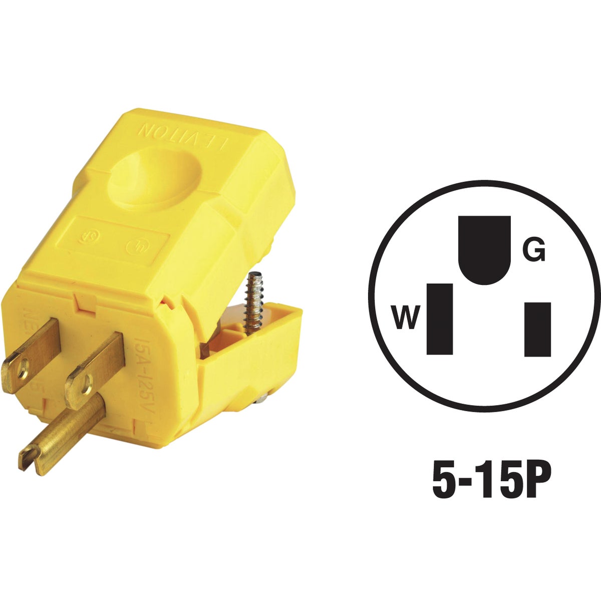 Leviton 15A 125V 3-Wire 2-Pole Python Cord Plug 