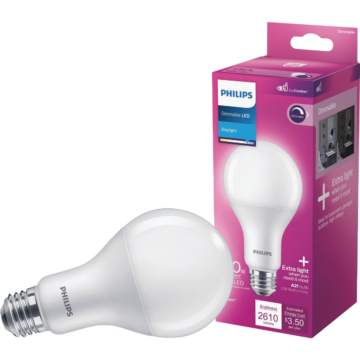 Philips 150W Equivalent Daylight A21 Medium Dimmable LED Light Bulb