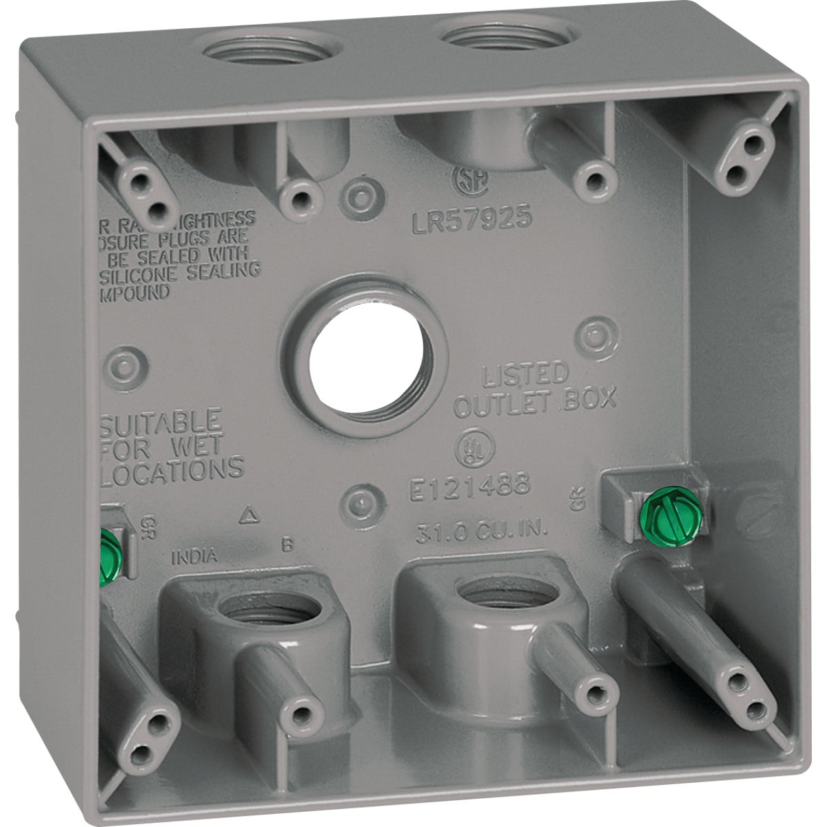Southwire Dual Gang 1/2 In. 5-Hole Gray Weatherproof Junction Box