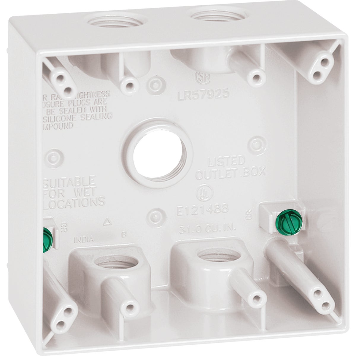 Southwire Dual Gang 1/2 In. 5-Hole White Weatherproof Junction Box