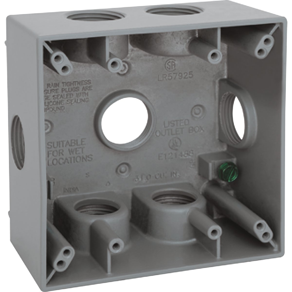 Southwire Single Gang 3/4 In. 7-Hole Side-Hole Gray Weatherproof Junction Box