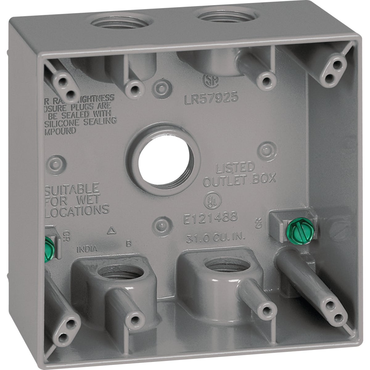 Southwire Single Gang 3/4 In. 5-Hole Side-Hole White Weatherproof Junction Box