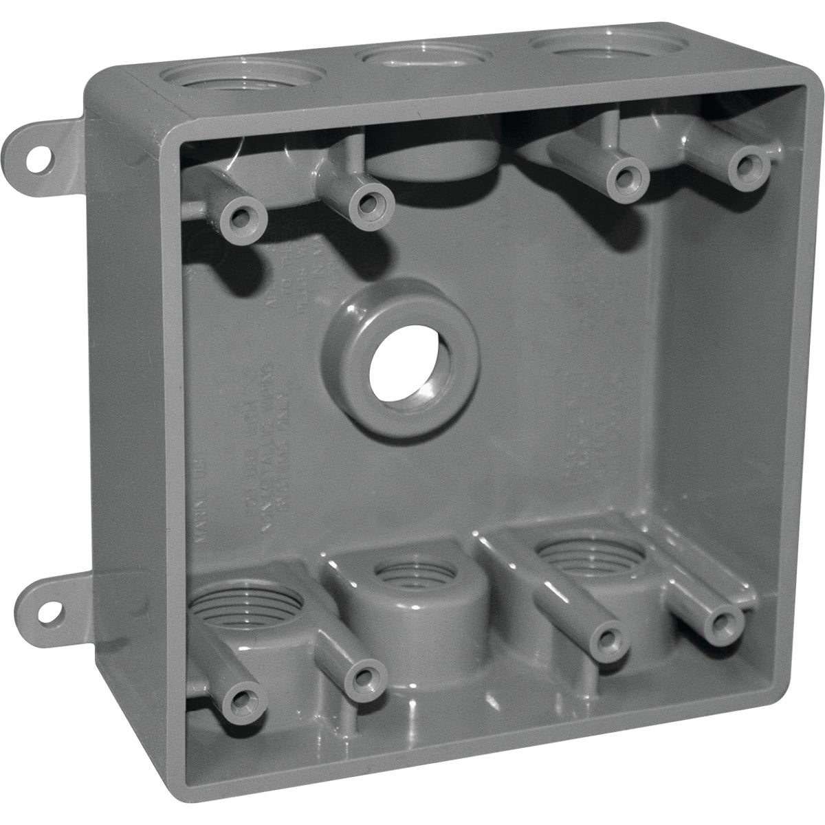 Southwire Dual Gang (3) 1/2 In., (4) 3/4 In. 7-Hole Gray Weatherproof PVC Junction Box