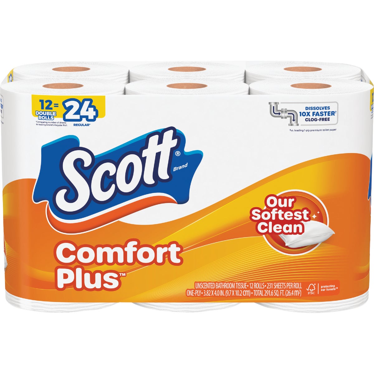 Scott Comfort Plus Extra Soft Toilet Paper (12 Double Rolls)
