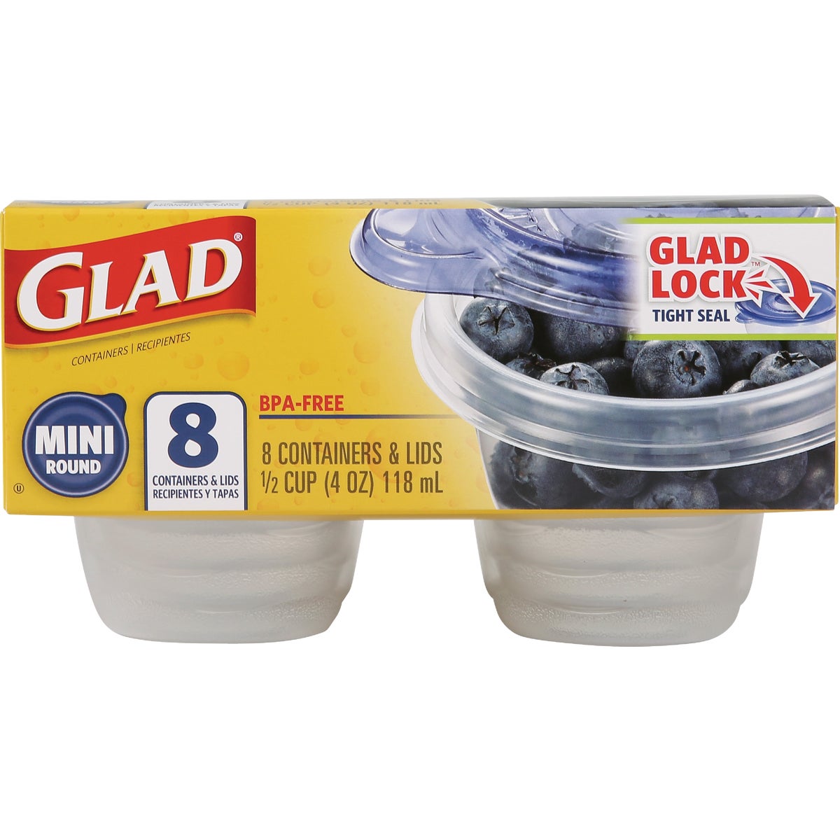 Glad 4 Oz. Clear Mini Round Container (8-Pack)
