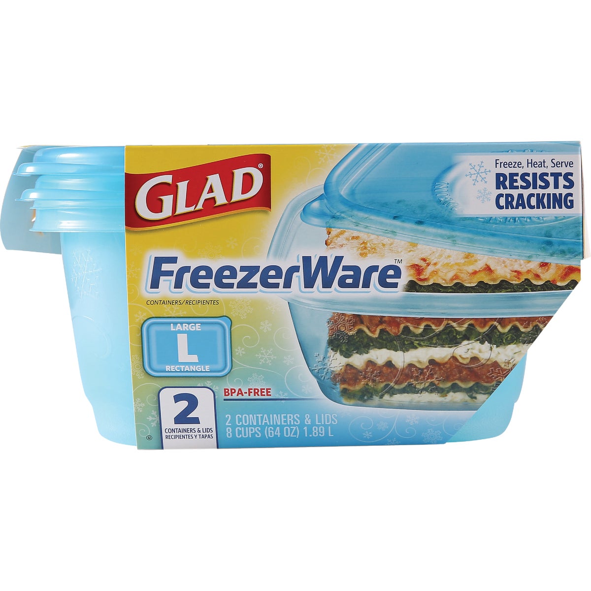 Glad Freezerware 64 Oz. Blue Rectangle Container (2-Pack)
