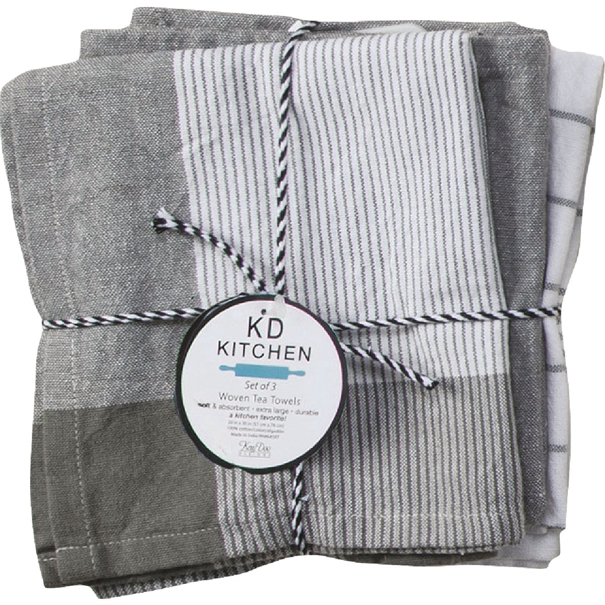  Kay Dee Designs Graphite Tea Towel (3-Pack)