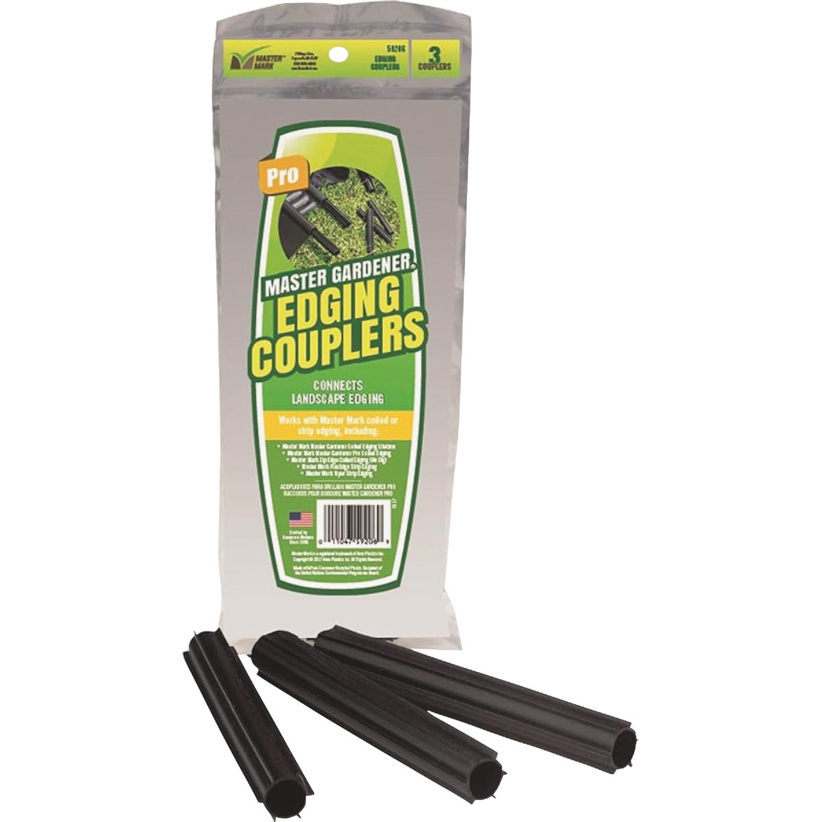 Master Mark Master Gardener Straight Black Plastic Contractor Lawn Edging Coupler (3-Pack)