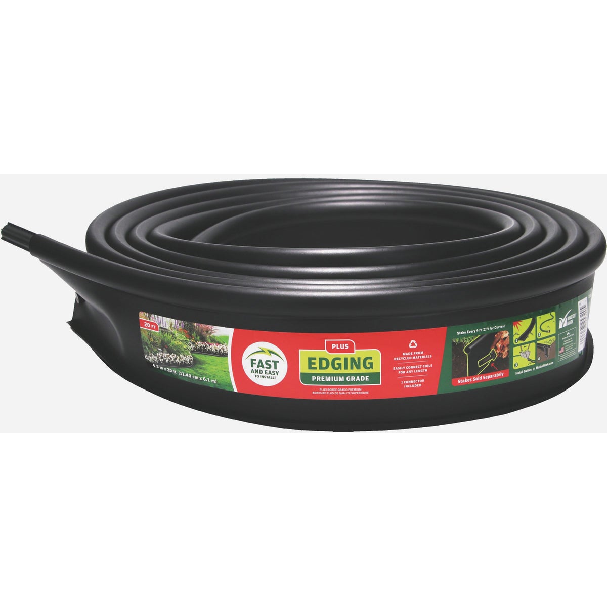 Master Mark Master Gardener Plus Professional 4.5 In. H. x 20 Ft. L. Black Recycled Plastic Lawn Edging