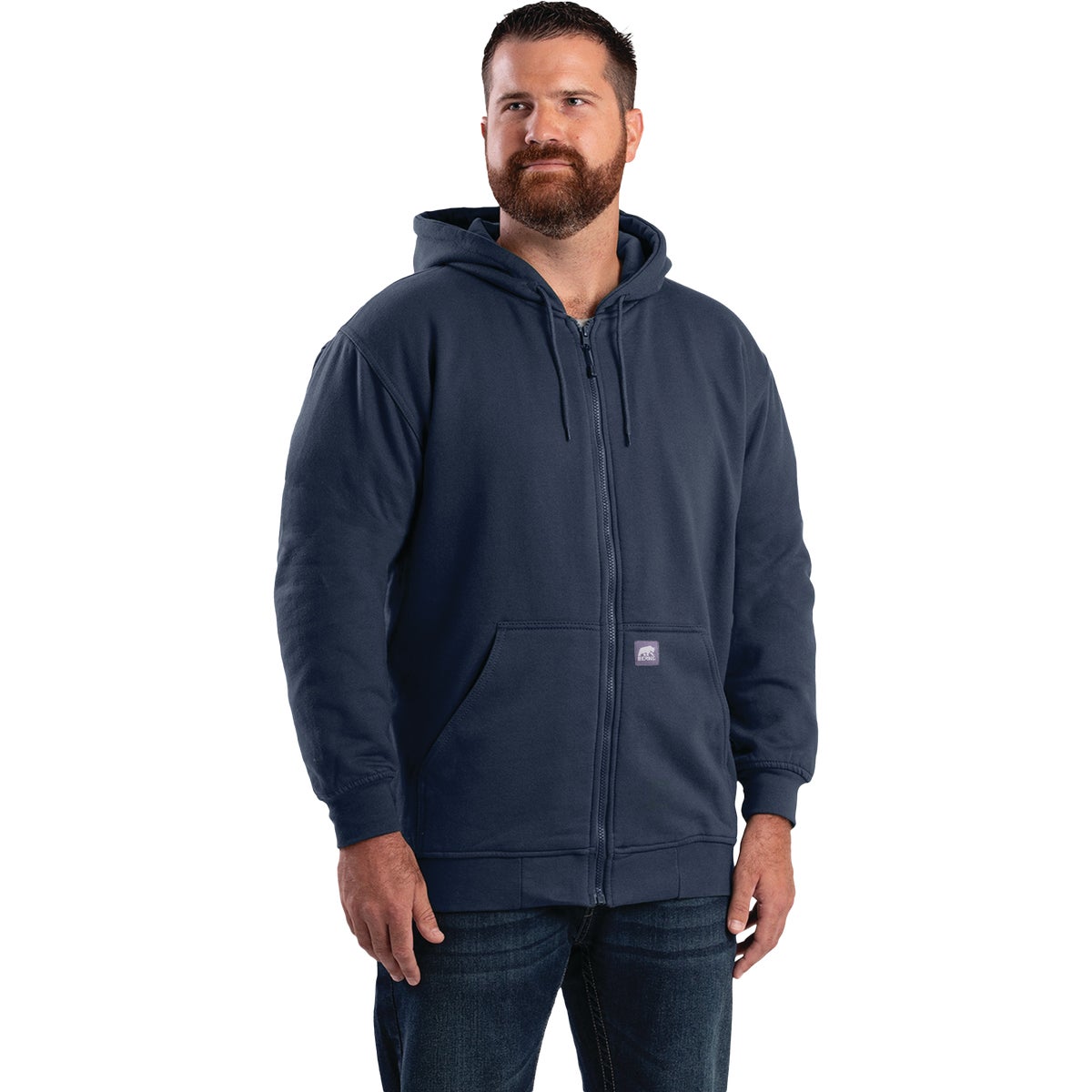 Berne Heritage Large Navy Thermal-Lined Full-Zip Hooded Sweatshirt
