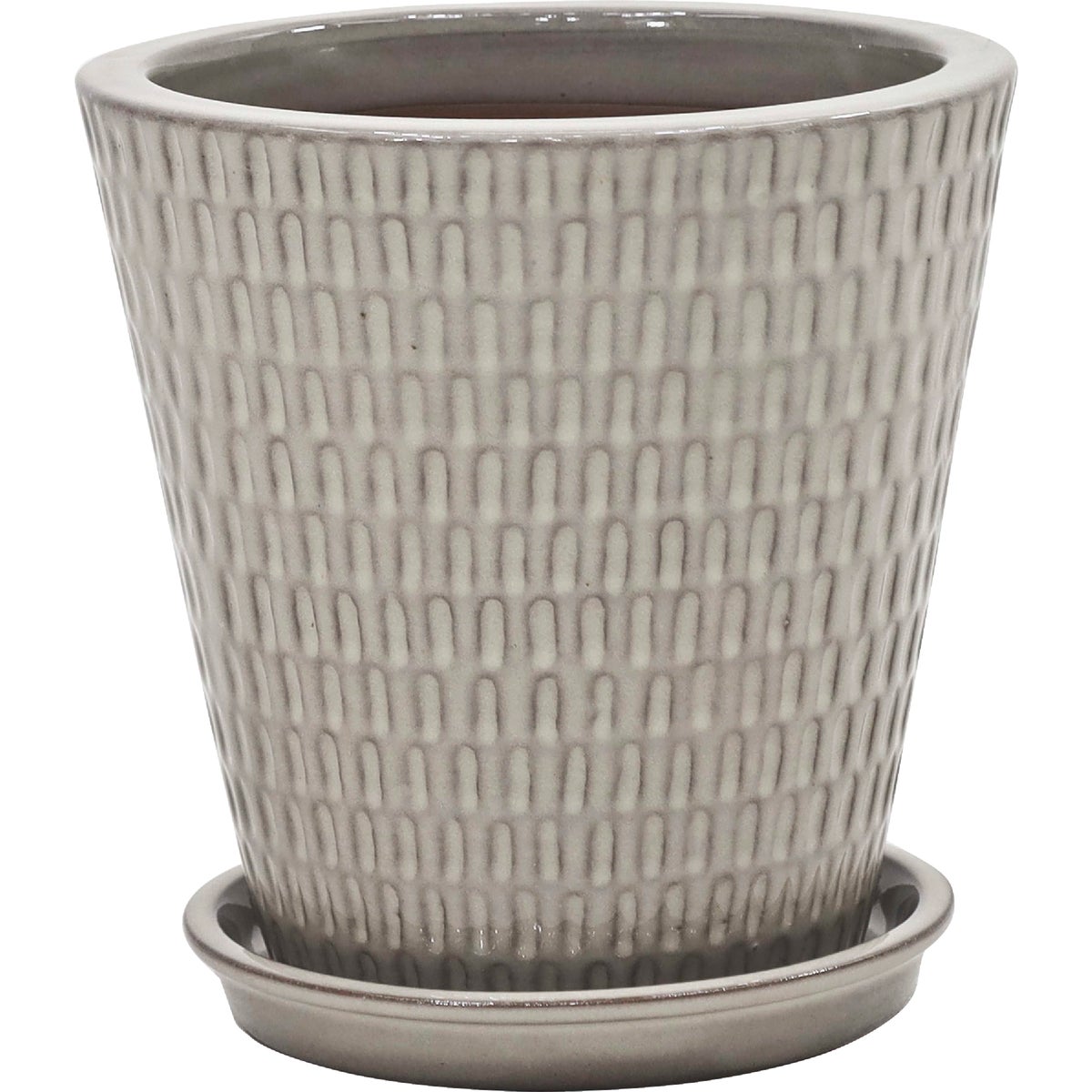 Deroma Bois 7.9 In. Dia. Gray Ceramic High Gloss Planter