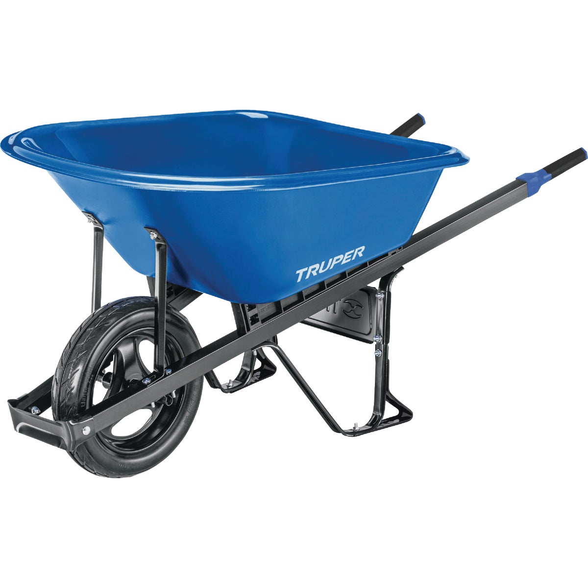 Truper 6 Cu. Ft. HDPE Tray Wheelbarrow with Steel Handles
