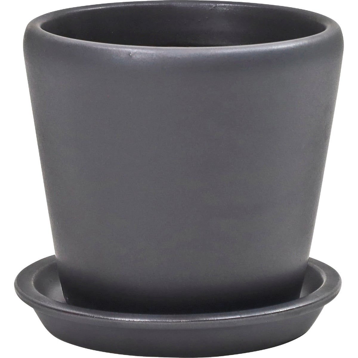 Deroma Levisa 6 In. Dia. Matte Black Ceramic Planter