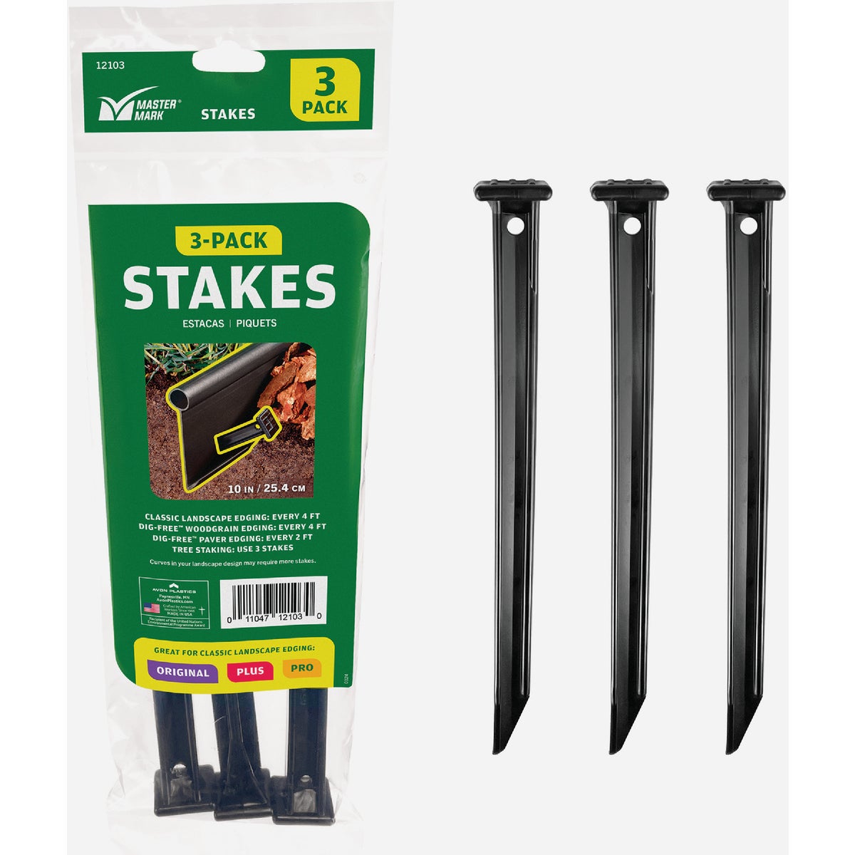 Master Mark 10 In. HDPE Black Edging Stakes (3-Pack)