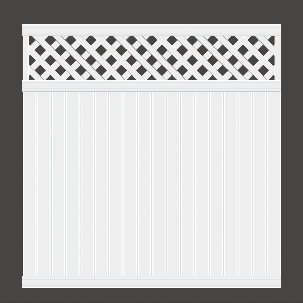 6 Ft. H. x 6 Ft. L. Lattice Top White Vinyl Privacy Fence