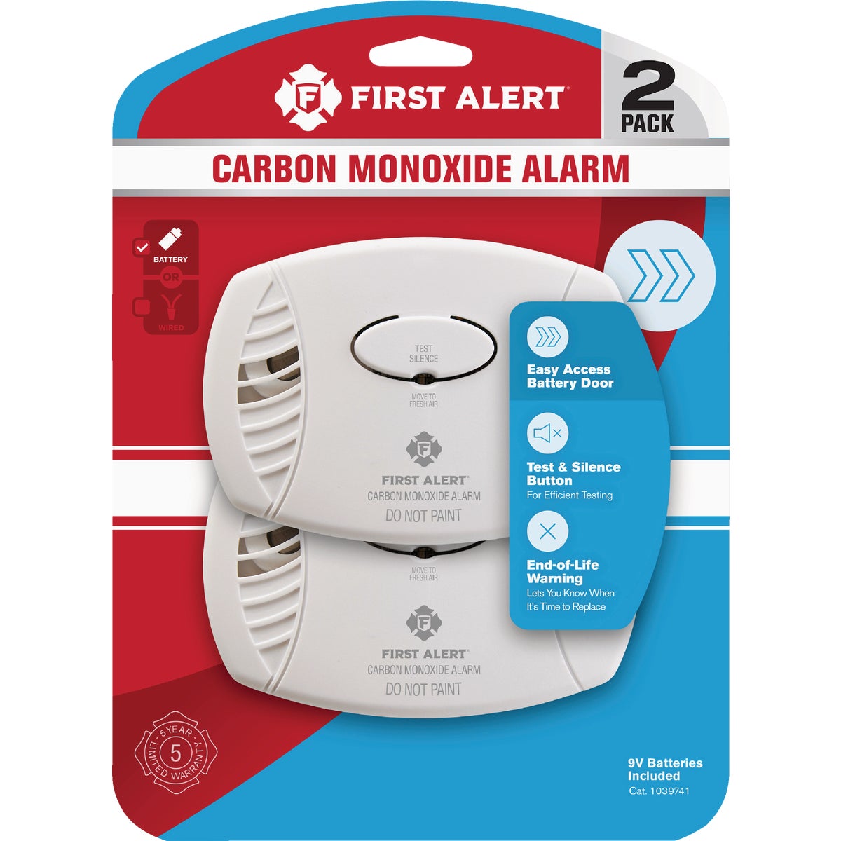 First Alert Battery Operated 9V Electrochemical Carbon Monoxide Alarm (2-Pack)
