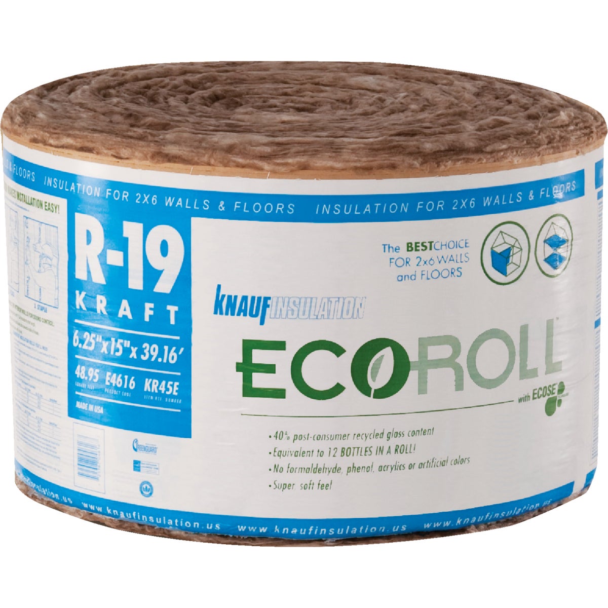 Guardian Knauf Standard Kraft Faced Roll Fiberglass Insulation 100616