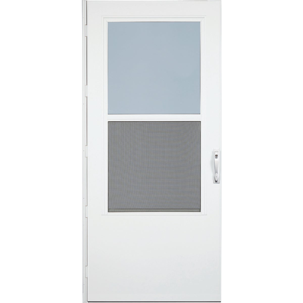 Larson Life-Core DuraTech 36 In. W x 80 In. H x 1 In. Thick White Self-Storing Storm Door