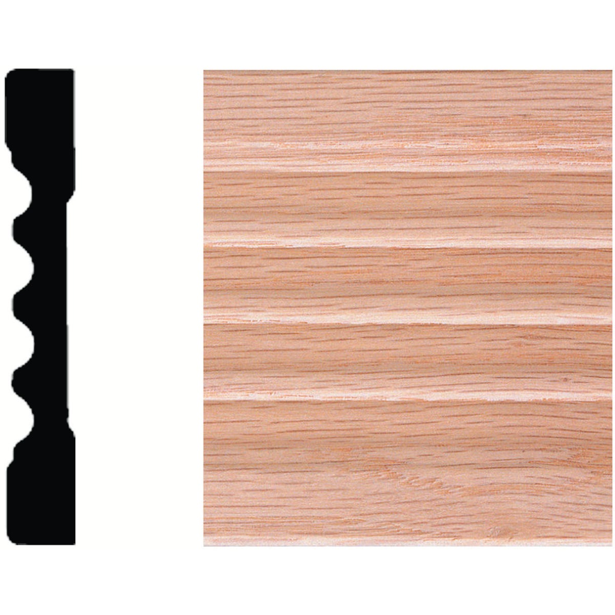 House of Fara 7/16 In. W. x 3 In. H. x 7 Ft. L. Natural Solid Oak Fluted Wood Casing 190225