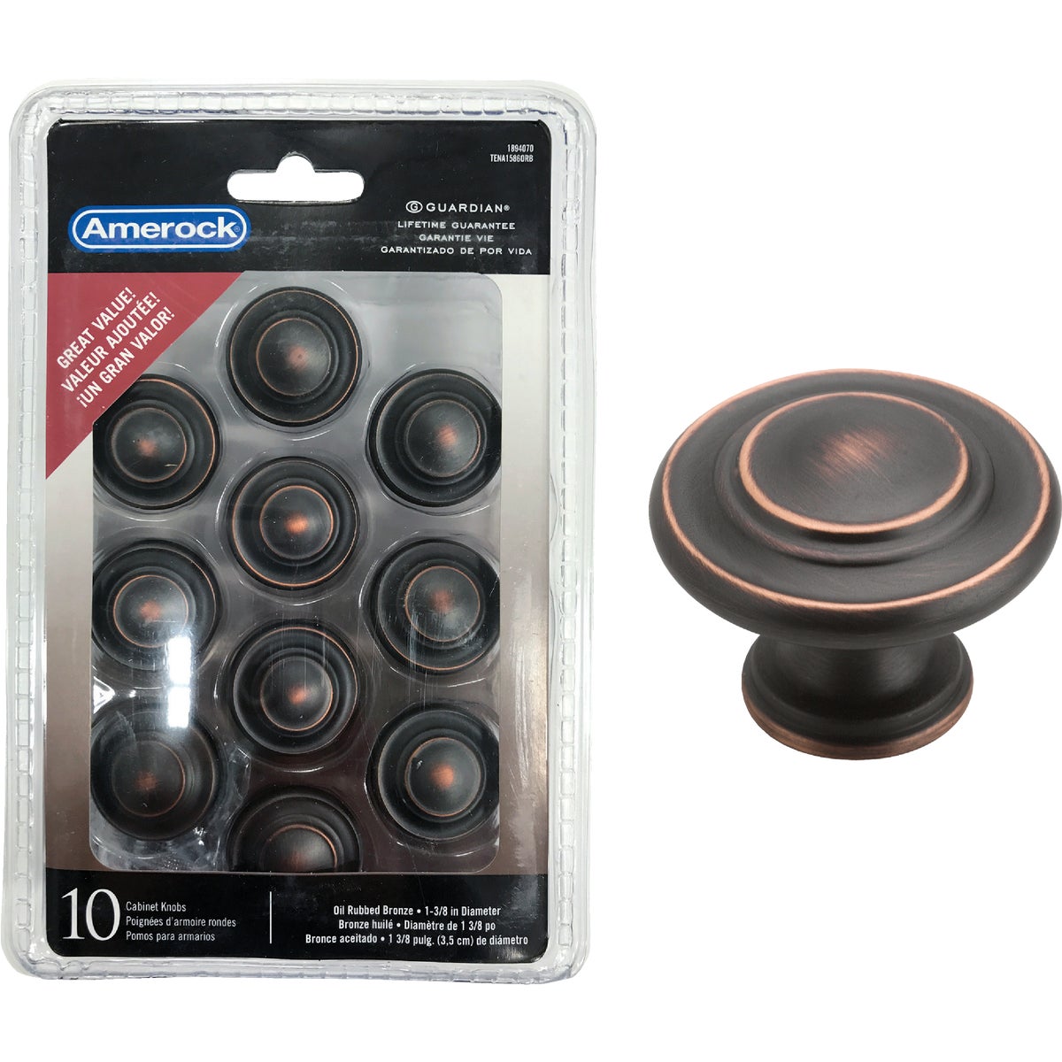 10PK 1.3125" ORB KNOB