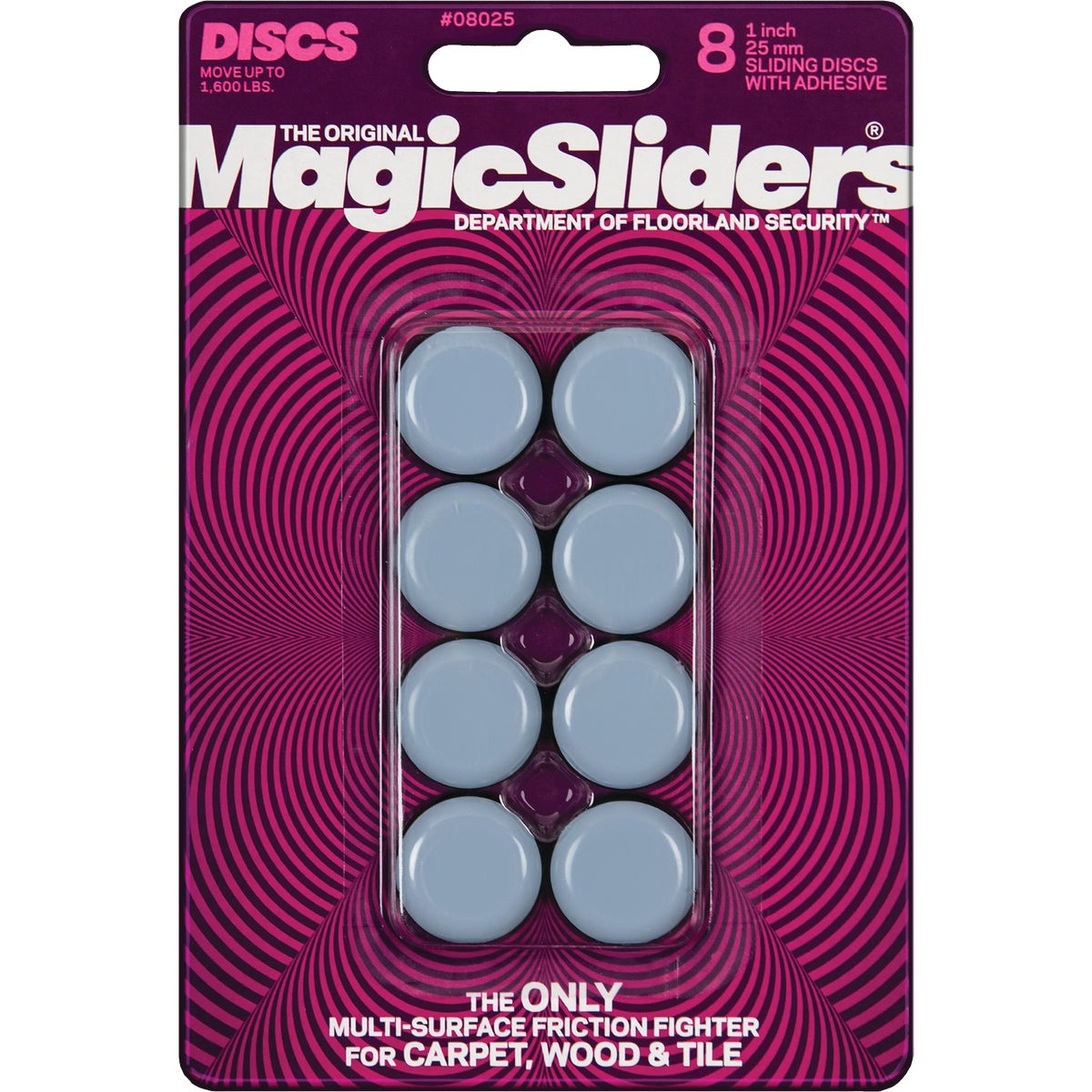 Magic Sliders 1 In. Round Adhesive Furniture Glide,(8-Pack) 201098