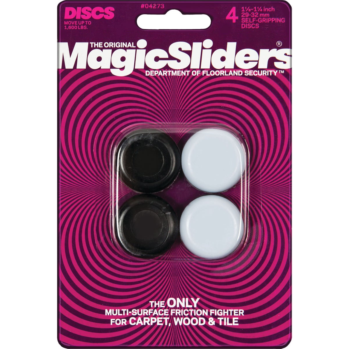 Magic Sliders 1-1/8 In. Round Grip Tip Furniture Glide,(4-Pack) 201132