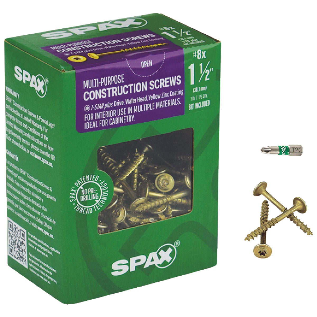 8X1-1/2 MP WH INT SCREW