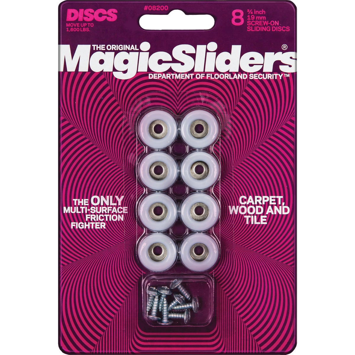 Magic Sliders 3/4 In. Round Screw on Furniture Glide,(8-Pack) 201196
