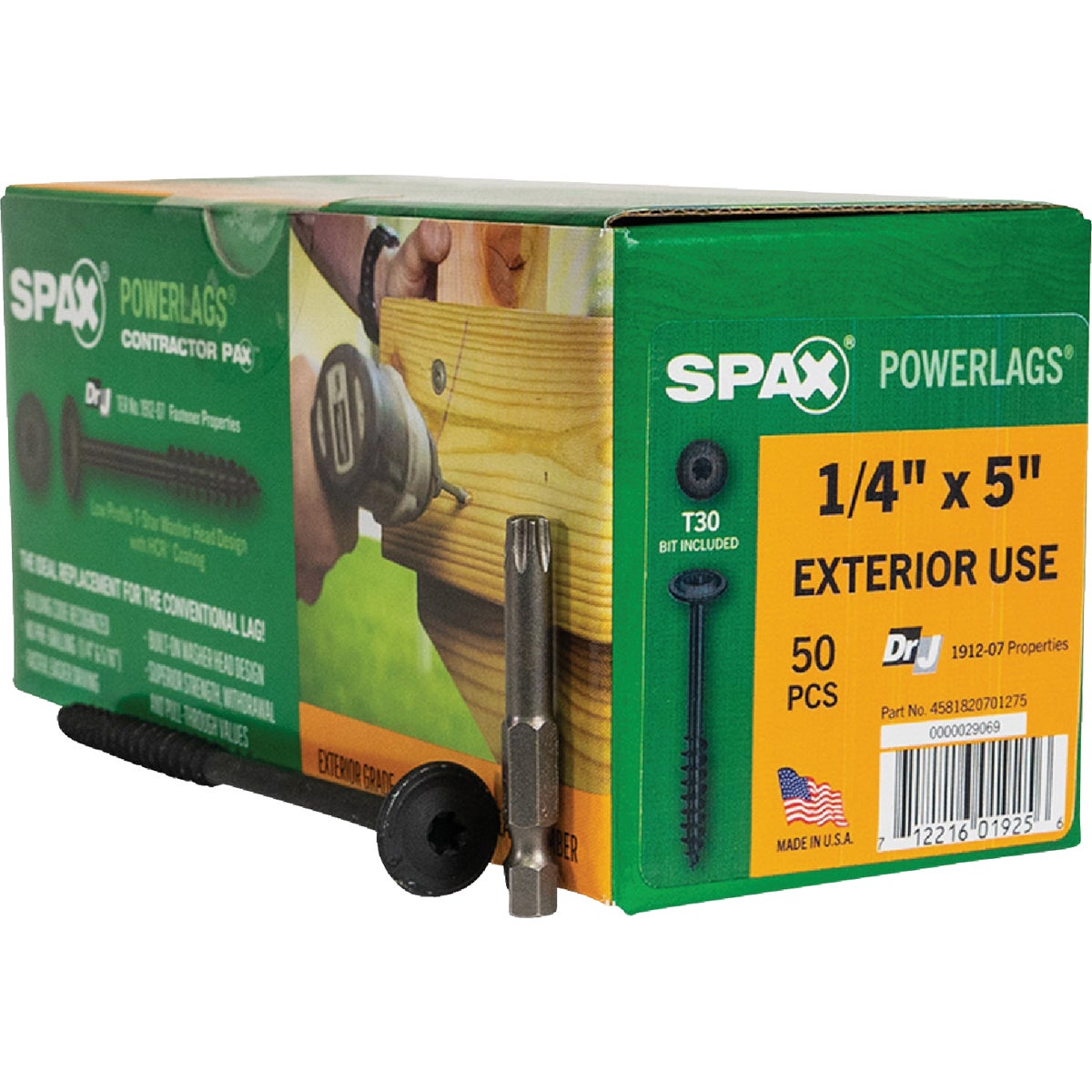1/4X5 WH PWRLAG SCREW