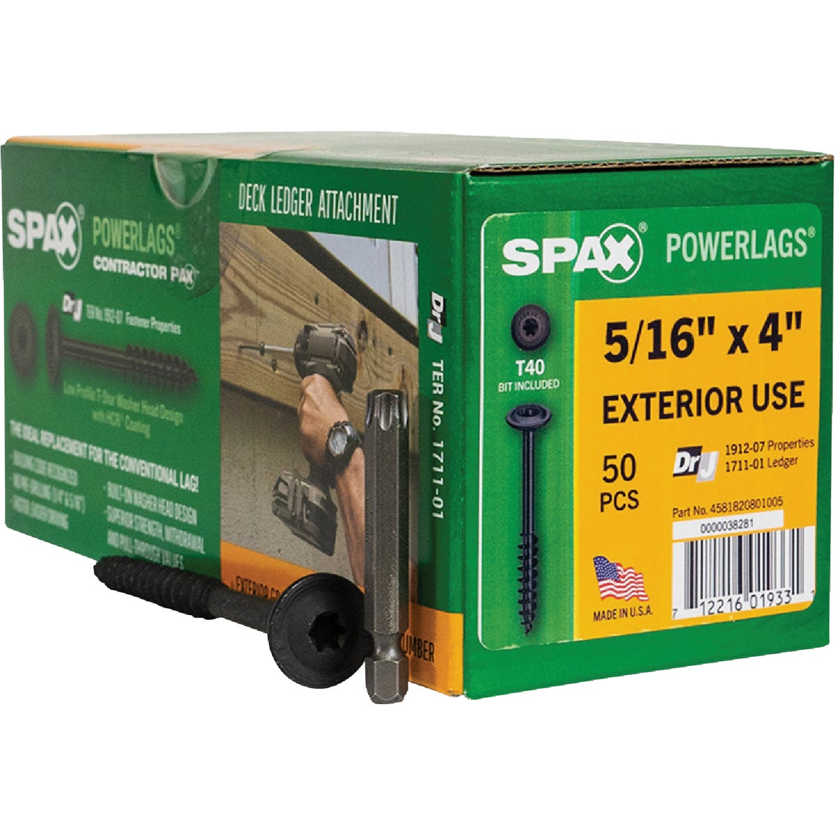 5/16X4 WH PWRLAG SCREW