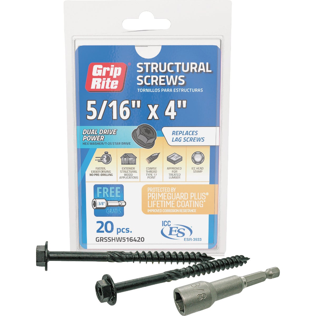 20CT 5/16X4 STRUC SCREW