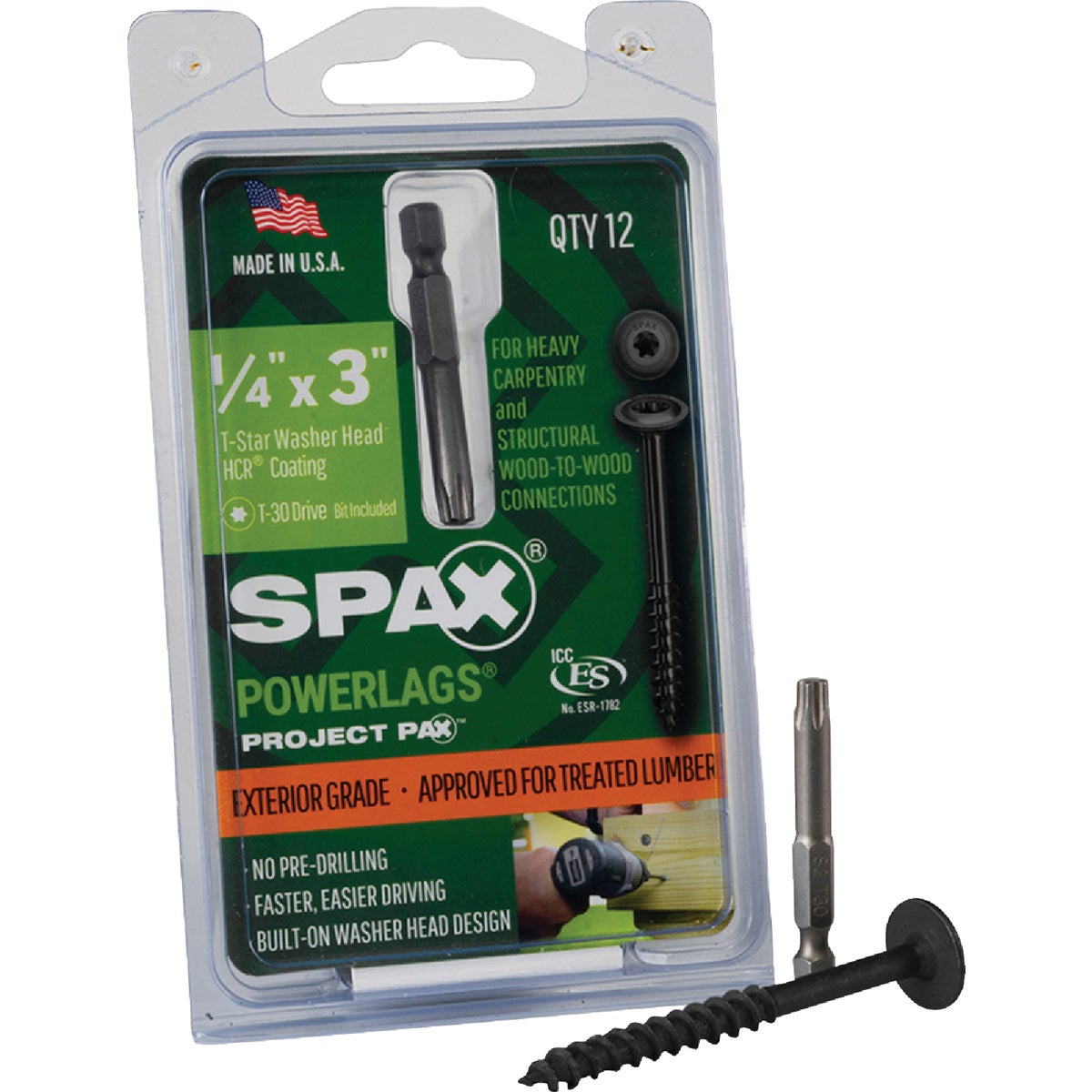 1/4X3 WH PWRLG SCREW