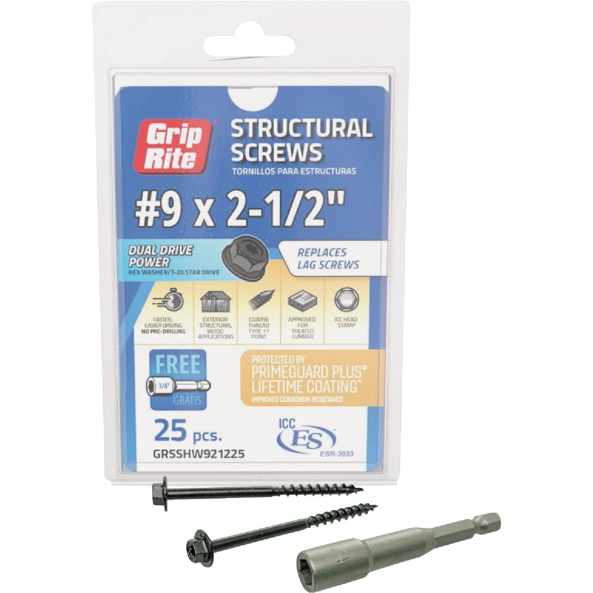 25CT #9X2.5 STRUC SCREW