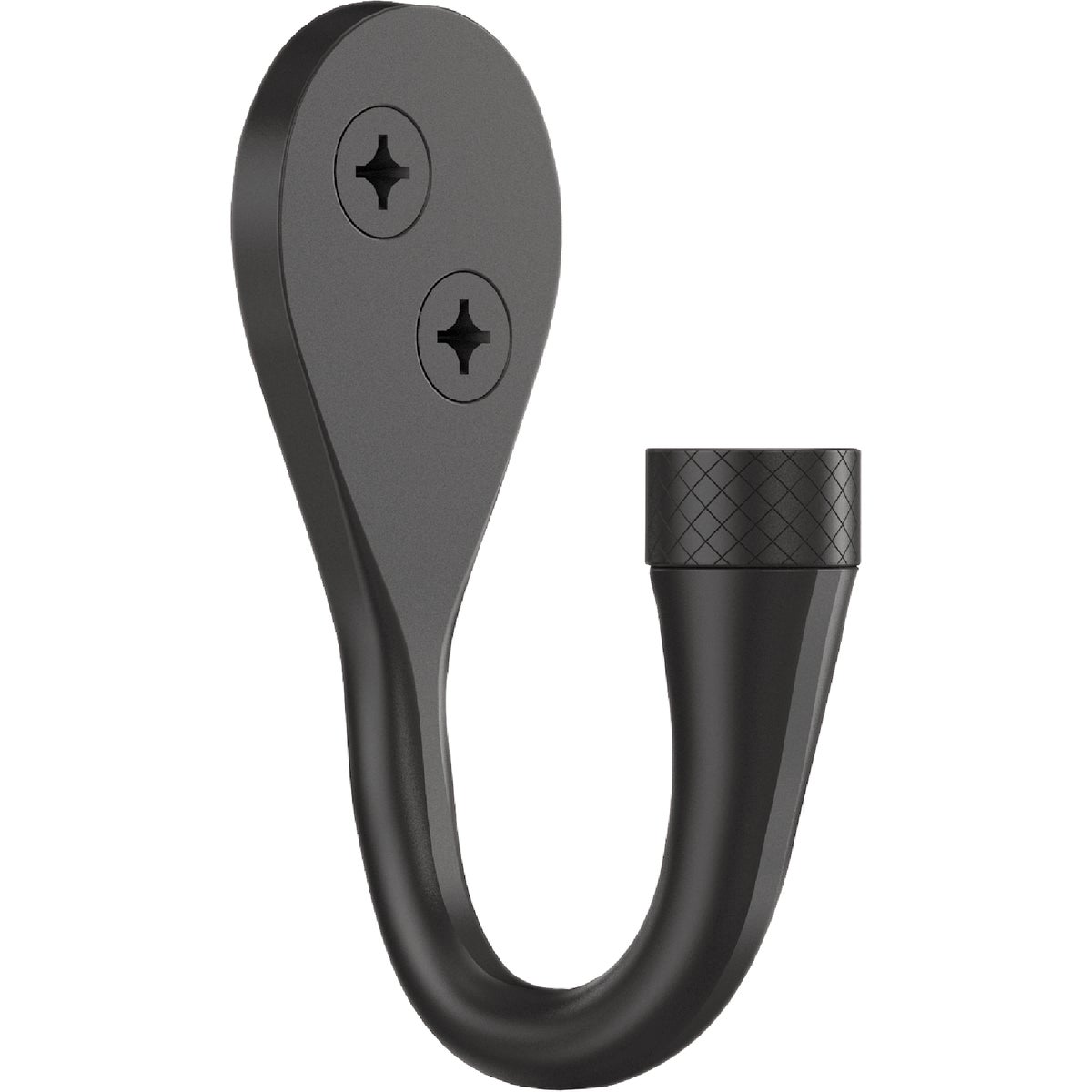 National Hardware Powell 2-5/8 In. Matte Black Knurled Hook (2-Pack)