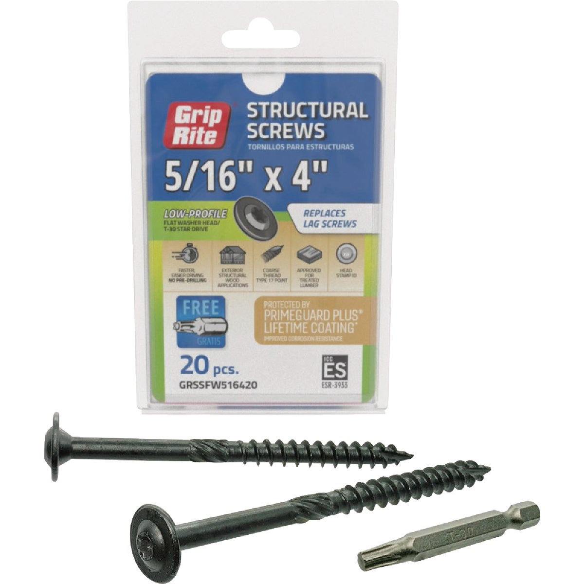 20CT 5/16X4 STRUC SCREW