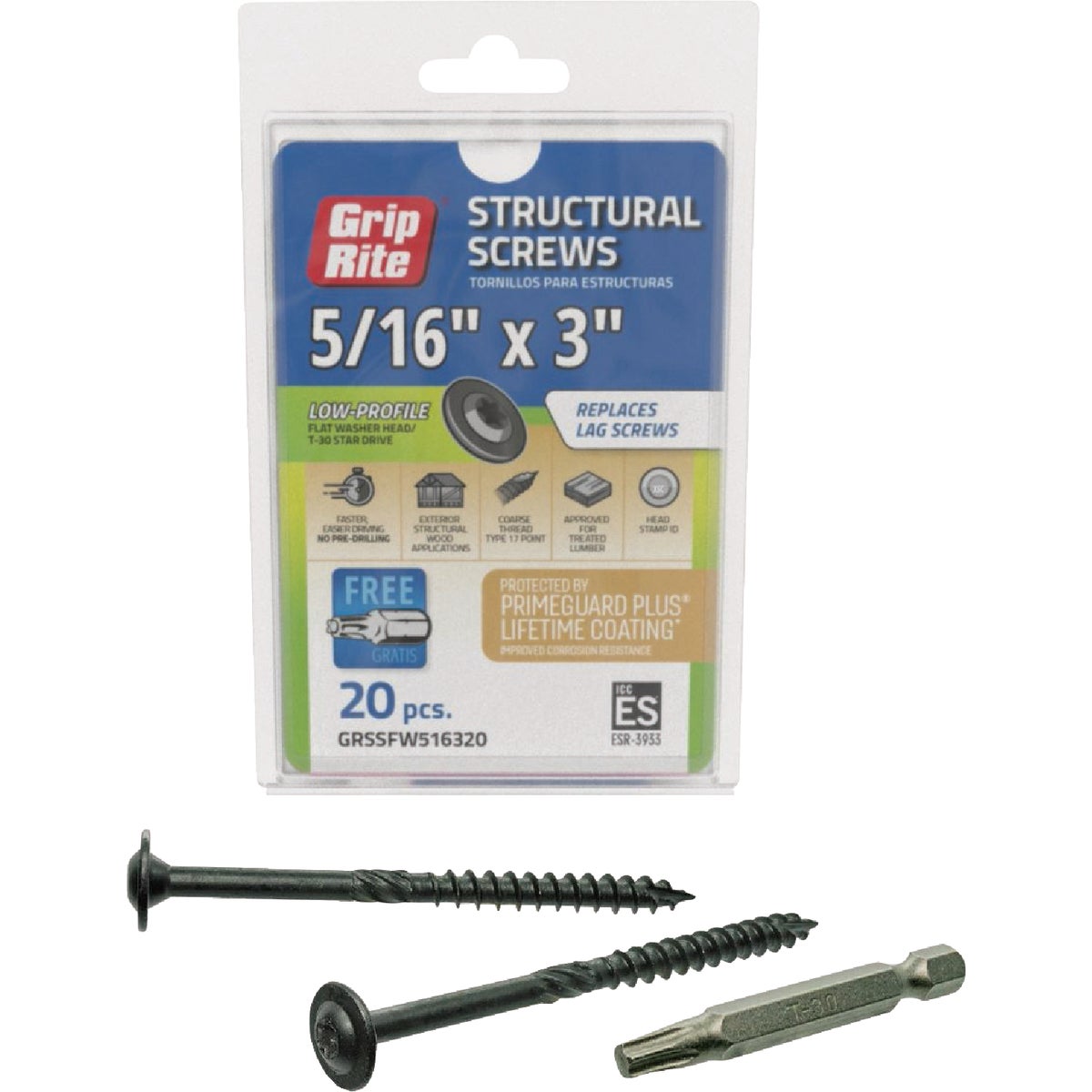 20CT 5/16X3 STRUC SCREW