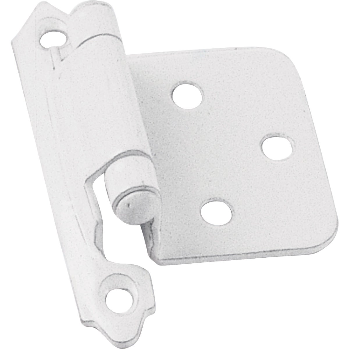 Laurey White Self-Closing Overlay Hinge with Wood Screws (2-Pack) 216411