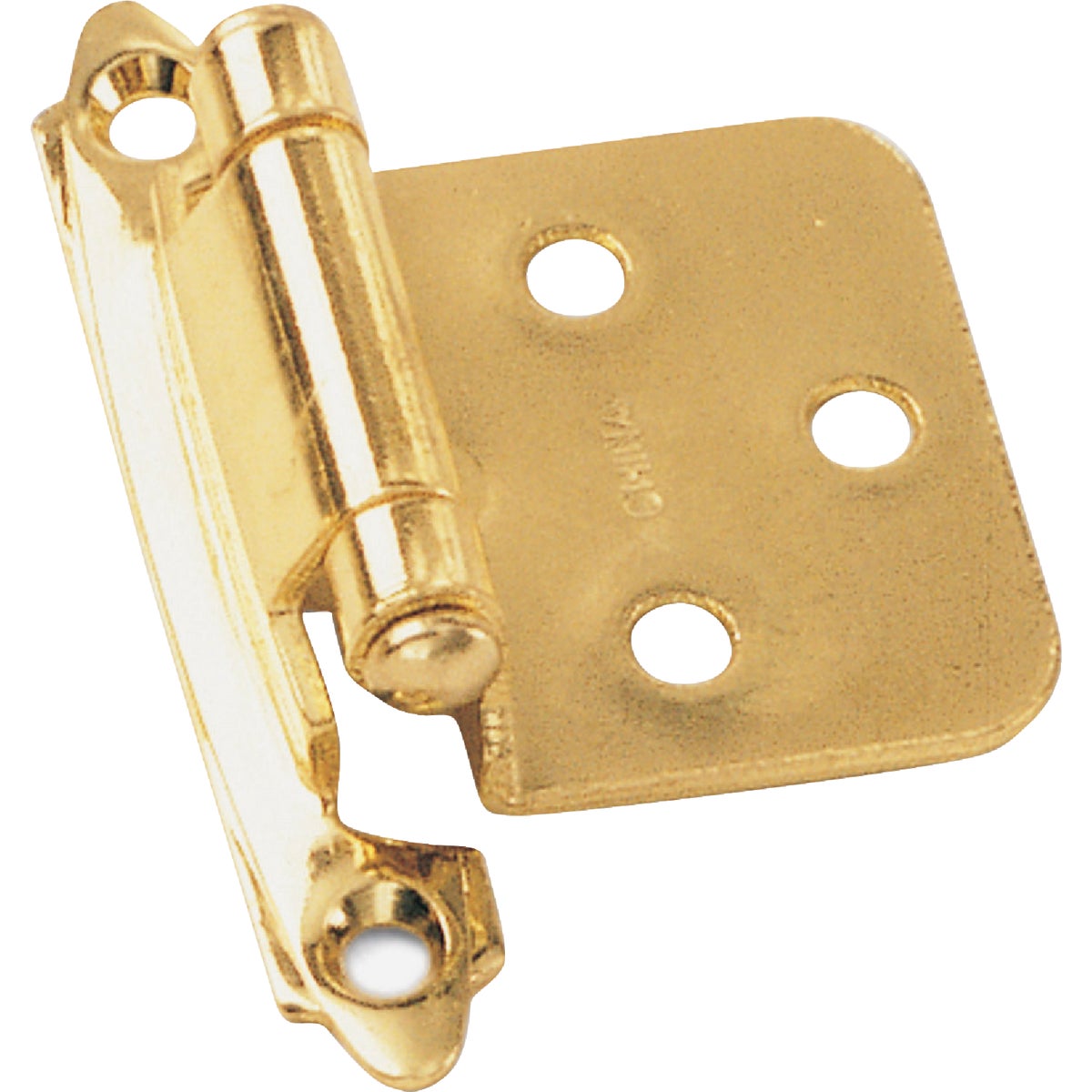 Laurey Polished Brass Self-Closing Overlay Hinge with Wood Screws (2-Pack) 216420