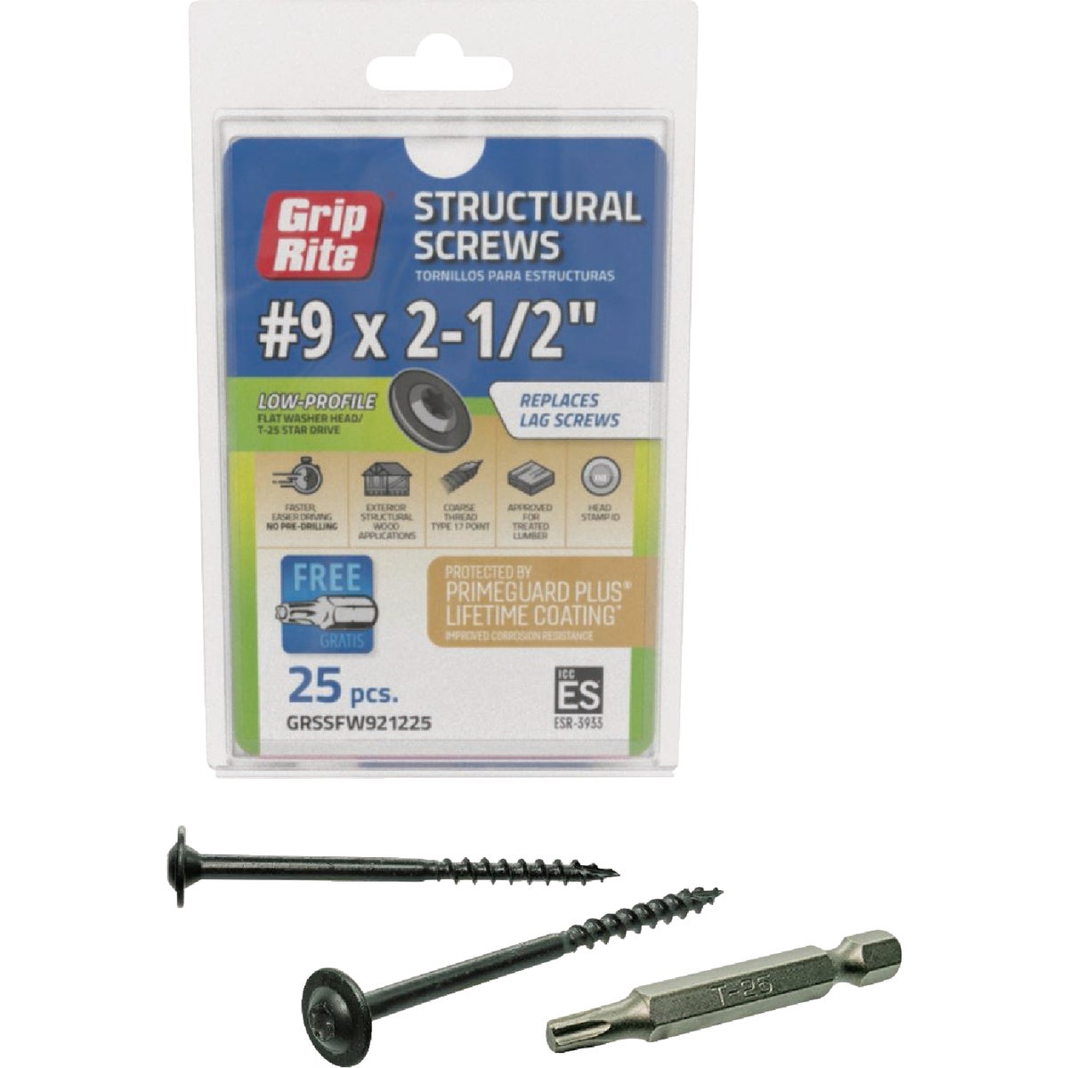 25CT #9X2.5 STRUC SCREW