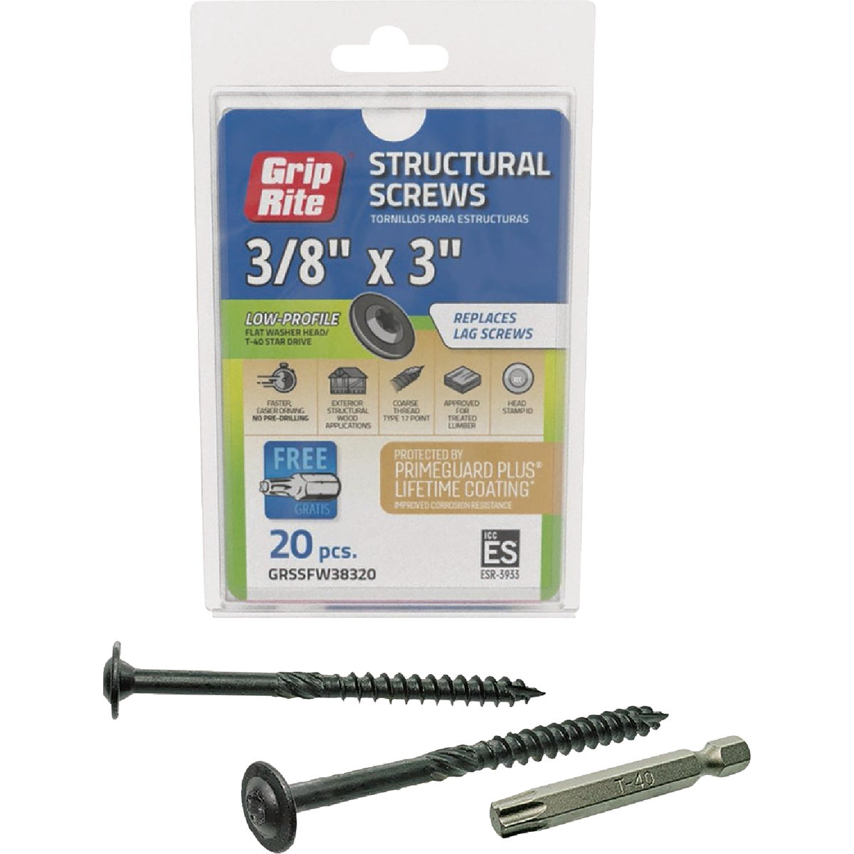 20CT 3/8X3 STRUCT SCREW