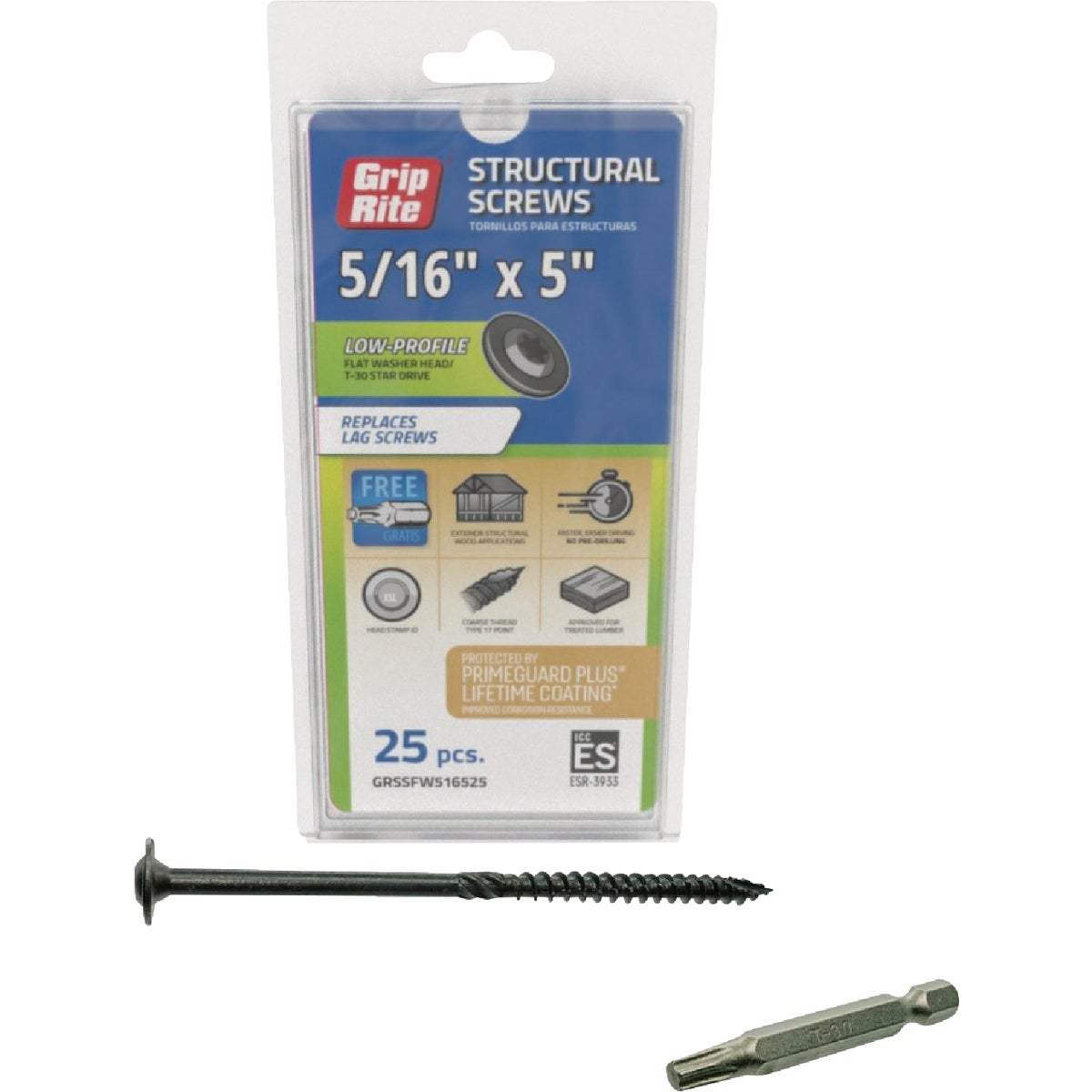 25CT 5/16X5 STRUC SCREW