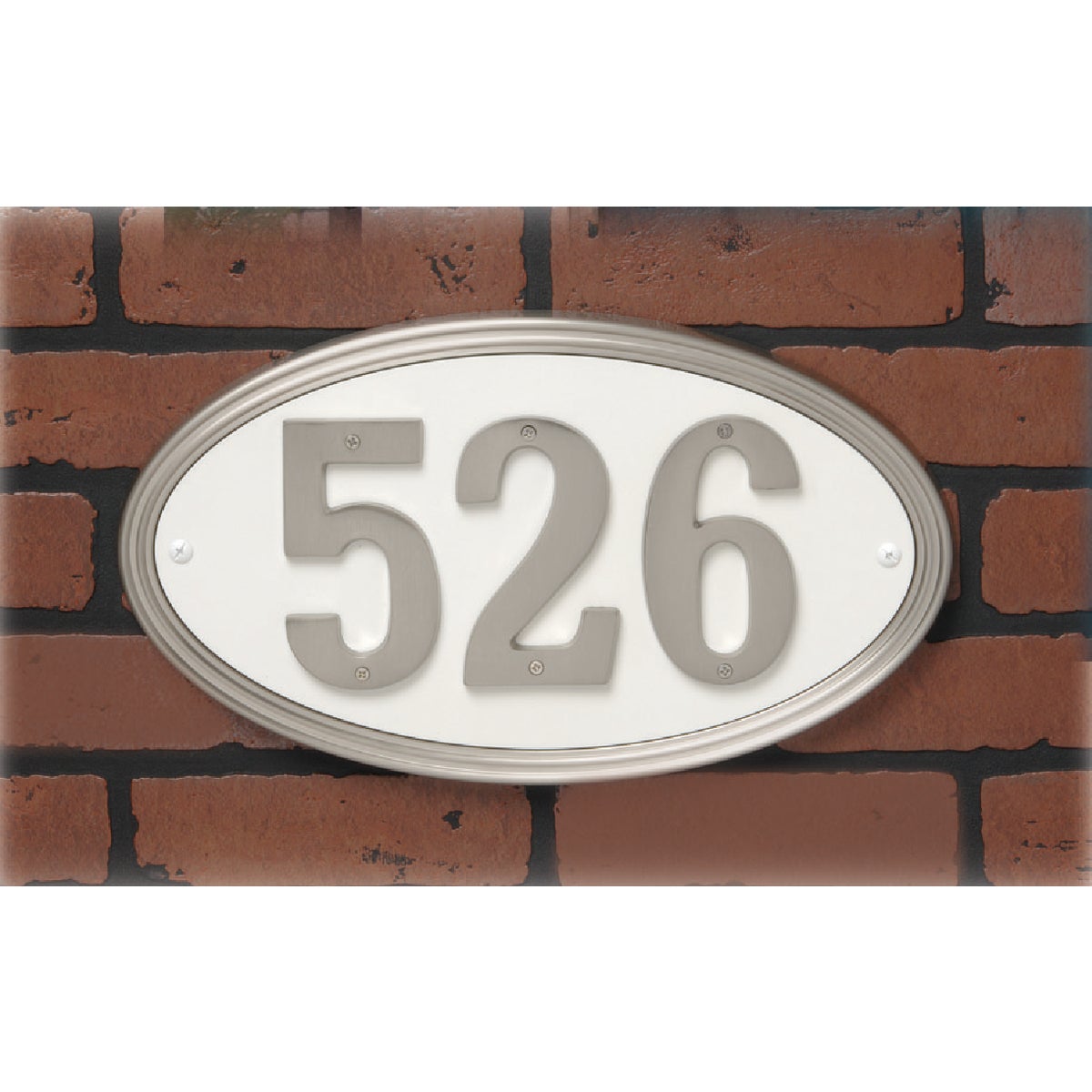 Hy-Ko Prestige Series Plastic Oval Satin Nickel Address Plate