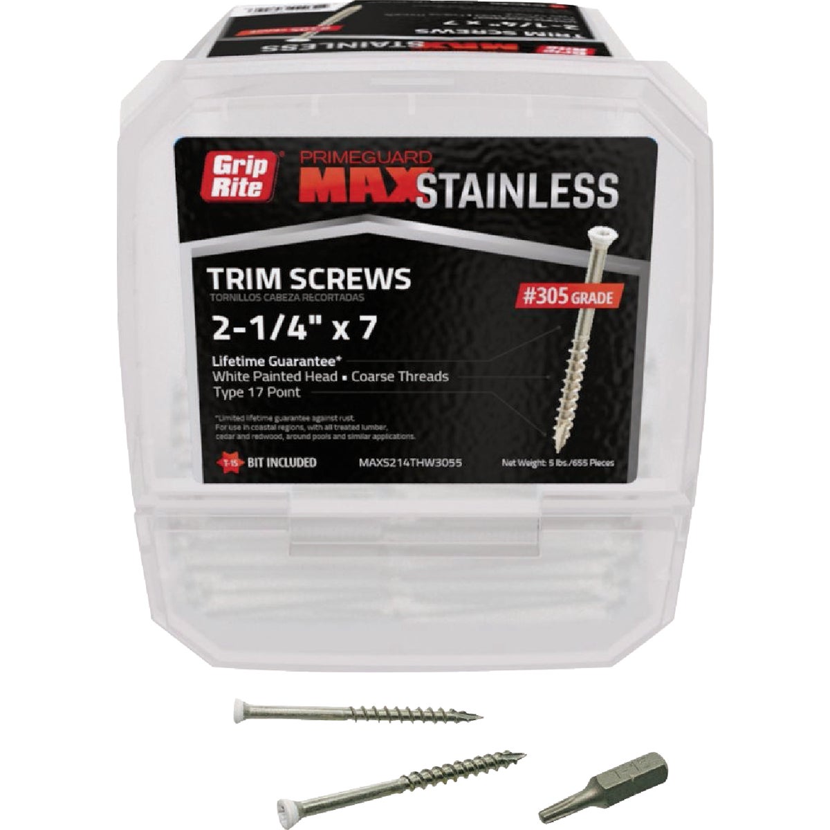 5LB 2-1/4" WH TRIM SCREW